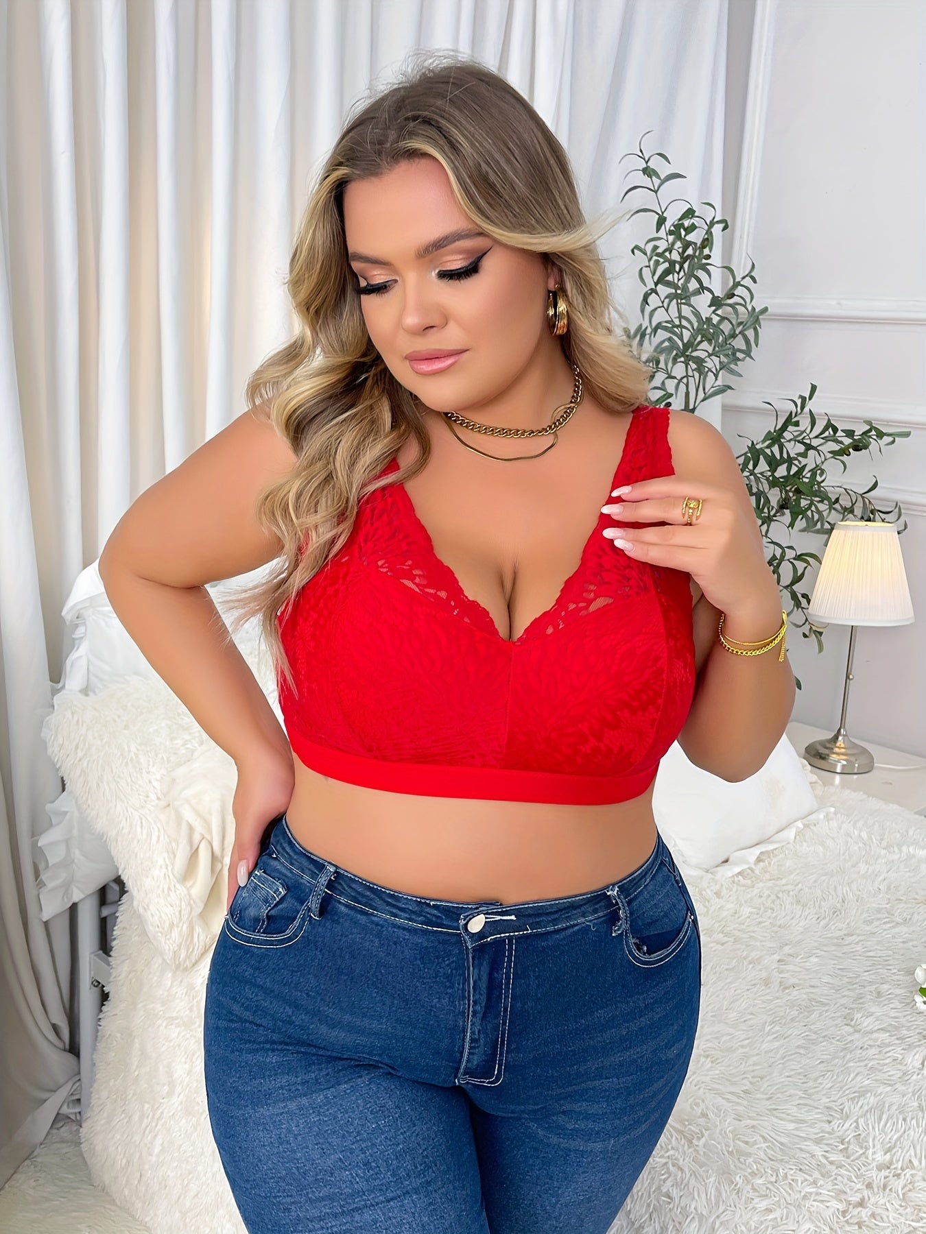  Sexy Lace Bra Women Full Cover Comfort Wide Straps Bralette