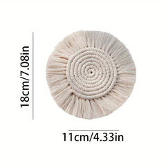 Boho Macrame Coasters For Wooden Table - Hand Woven Drink Coasters