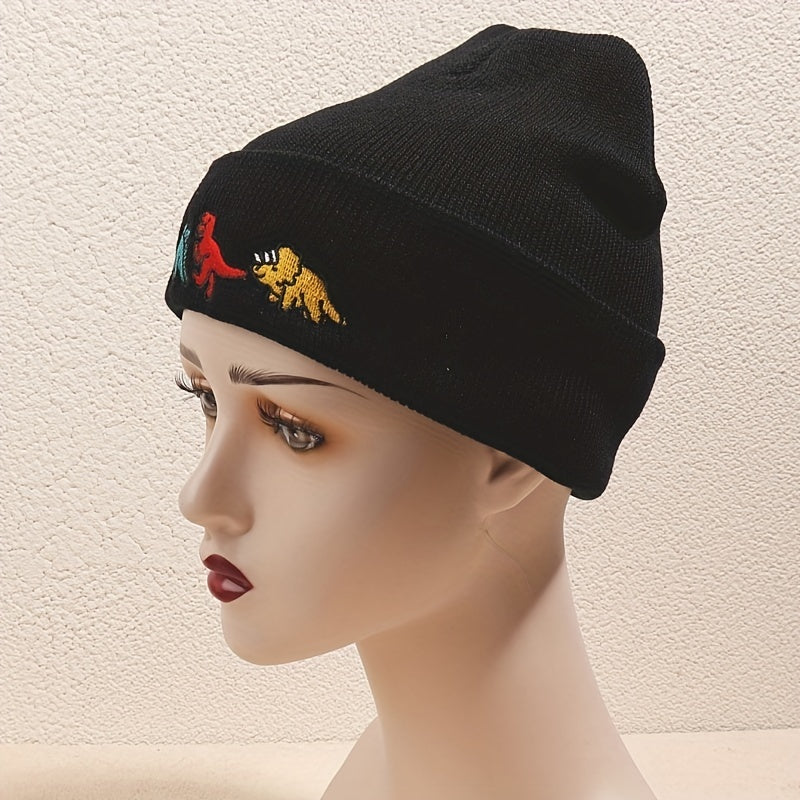 Dinosaur Embroidery Children's Knitted Hat Unisex Autumn Winter