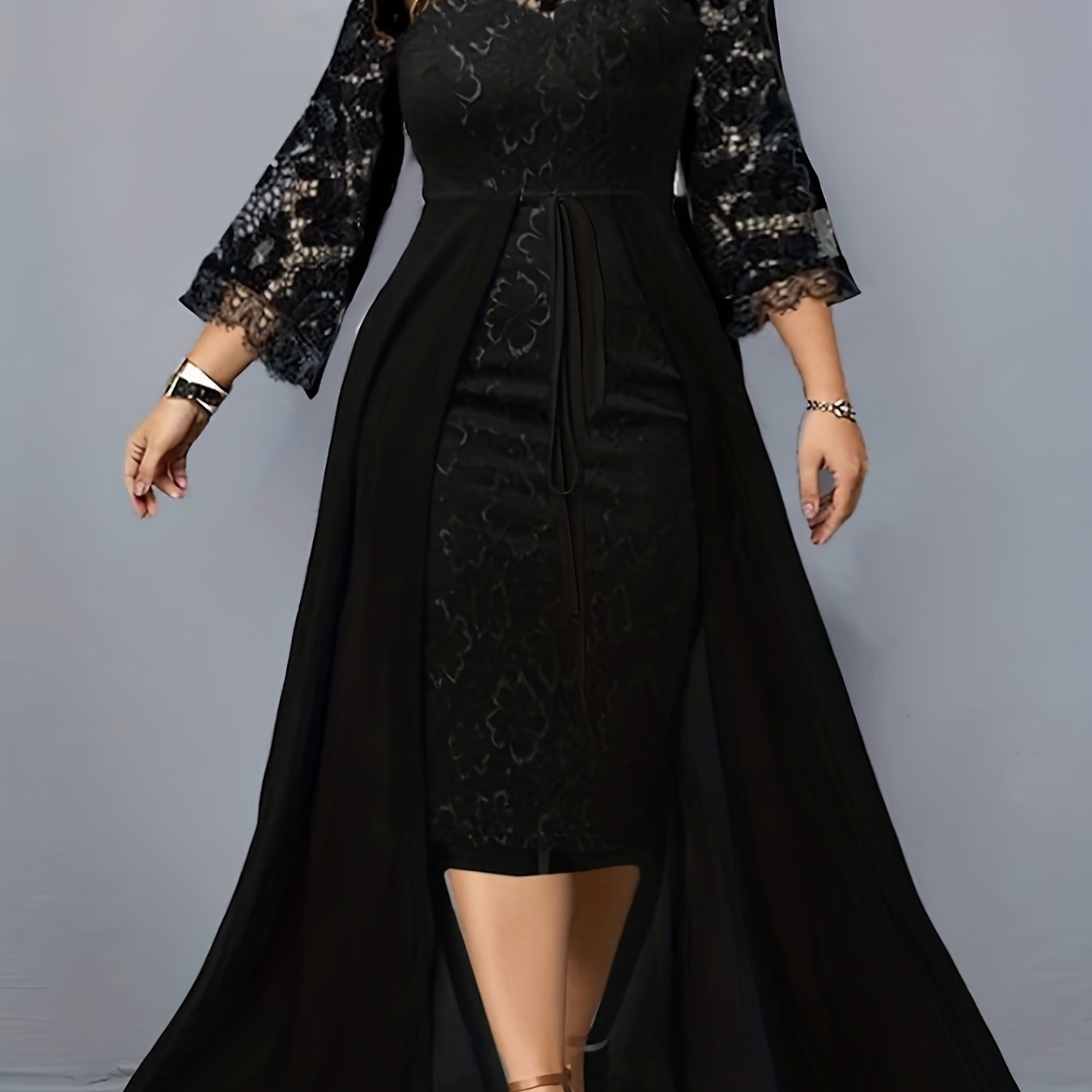  Women's Floral Jacquard Lace Cocktail Dress