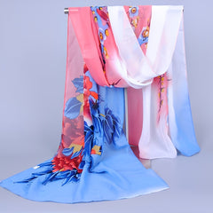 Chiffon Silk Scarf Print Scarf Retro Warm Shawl