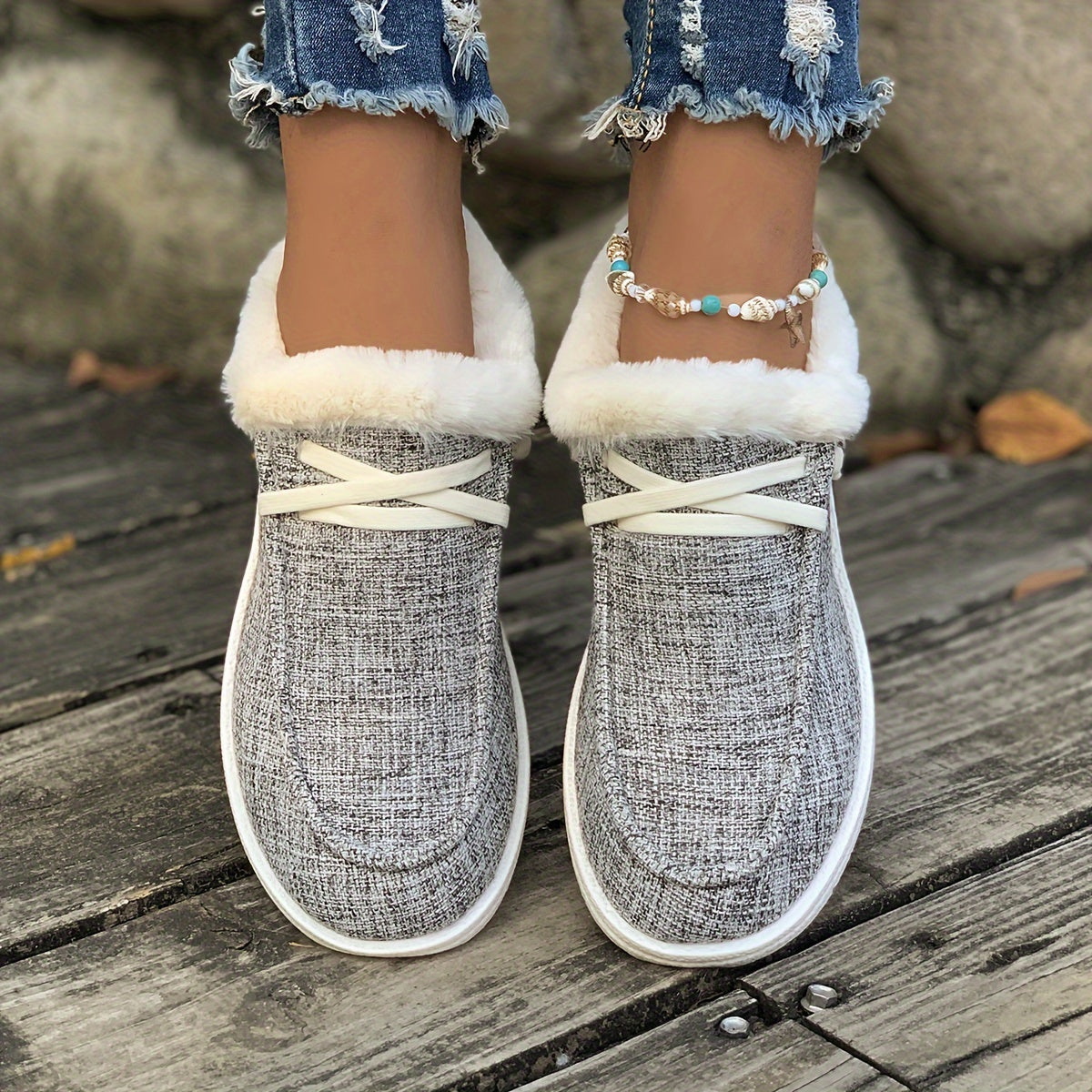 Faux Fur Lined Lightweight Skate Shoes