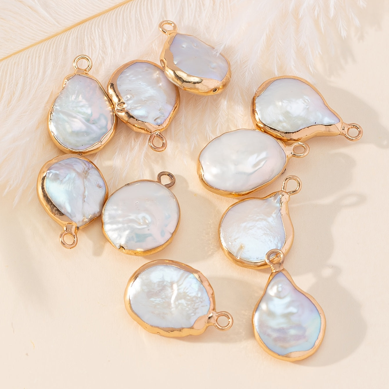DIY Baroque Golden Trim Single Hanging Pearl 1pc Hand Craft