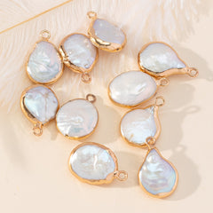 DIY Baroque Golden Trim Single Hanging Pearl 1pc Hand Craft