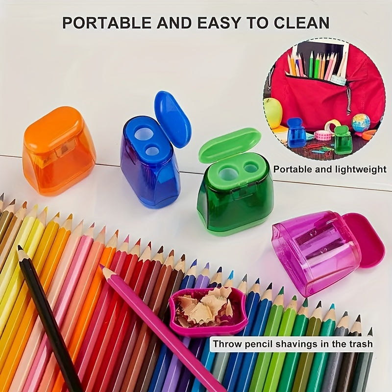 Plastic Double Hole Pencil Sharpener with Cover