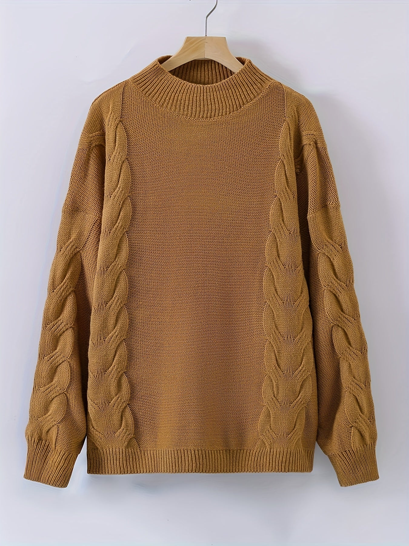  Casual Sweater Women's Plus Cable Long Sleeve Pullover