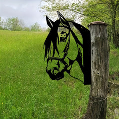 Peeping Horse Outdoor Wall Decor Metal Animal Silhouette Yard Ornament