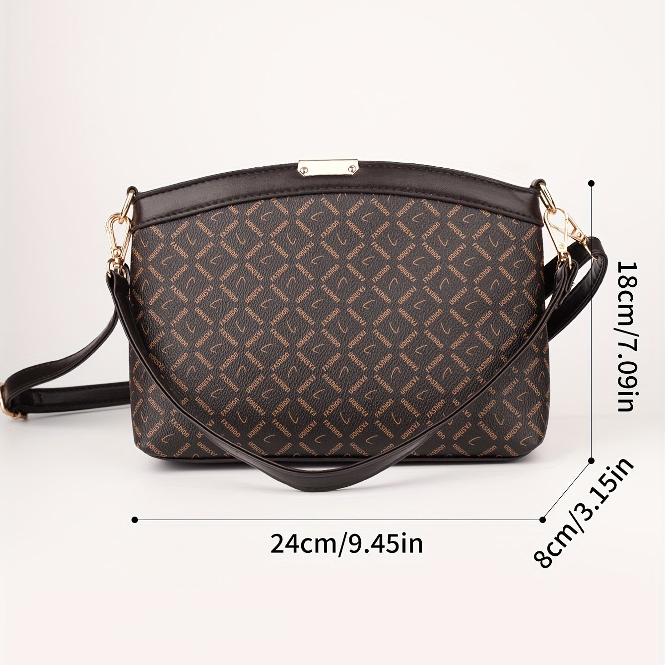 Retro Classic Print Crossbody Bag Vintage PU Leather Shoulder Bag