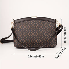 Retro Classic Print Crossbody Bag Vintage PU Leather Shoulder Bag