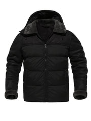 Men's Plush Hooded Jacket Thermal Warm Coat