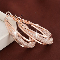 Twisted Hoop Earrings with Zircon Inlay for Pierced Ears