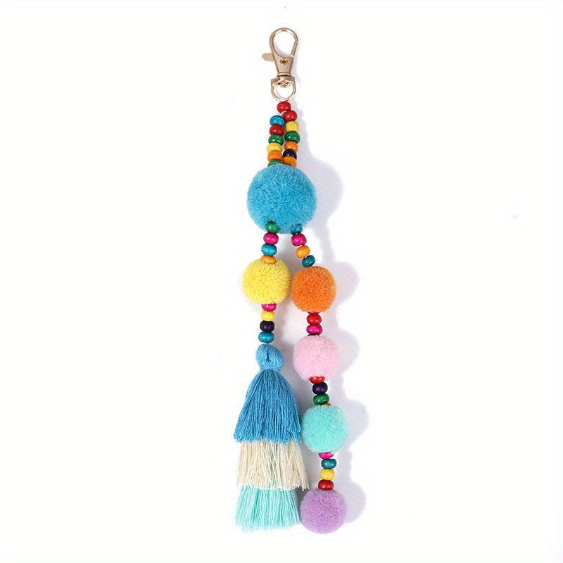 Plush Ball Keychain Pendant with Tassel Bag Ornament