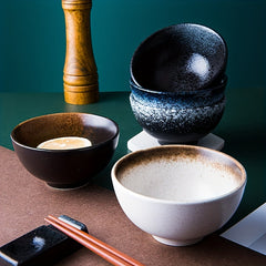 4pcs Japanese Retro Ceramic Bowl for Dessert Snack Fruit