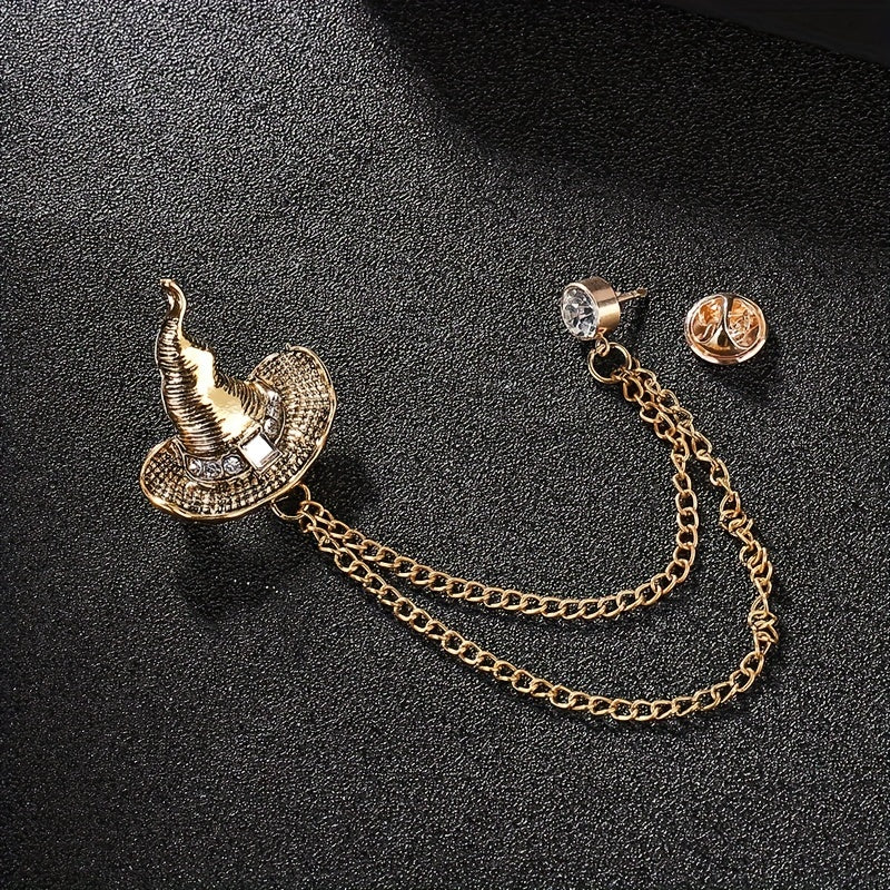 Vintage Men's Suit Brooch with Tassel Diamond Set