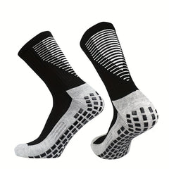 Anti Slip Silicone Bottom Mid Calf Athletic Socks For Football