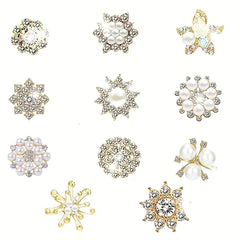 11pcs Glitter Pearl Rhinestone Flower Pendant Set for DIY Jewelry Making
