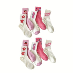 10 Pairs Letter & Heart Print Socks Women's Mid Tube Stockings