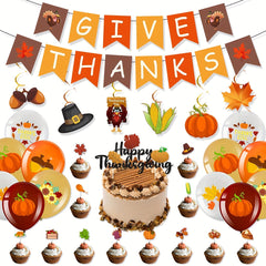 Thanksgiving Decoration Flag Pumpkin Maple Leaf Turkey Flag Banner