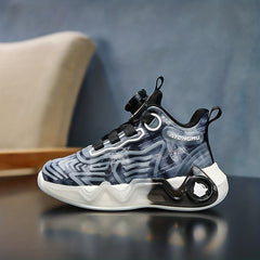 Boy's Luminous Cushioned Shoes With Rotating Buckle Breathable Mesh