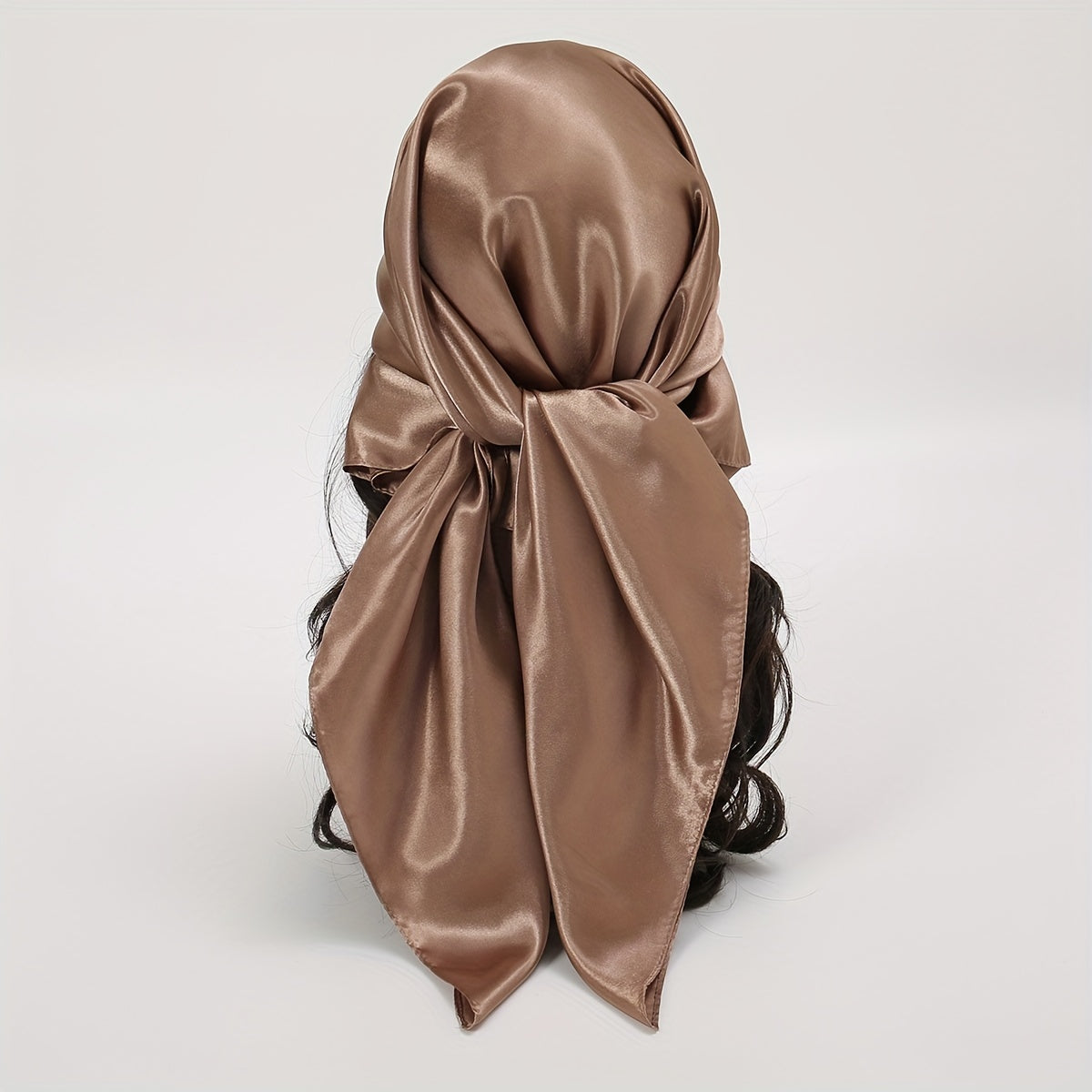 Brown Square Scarf Bandana Neckerchief Silk Head Wrap Hair Accessories