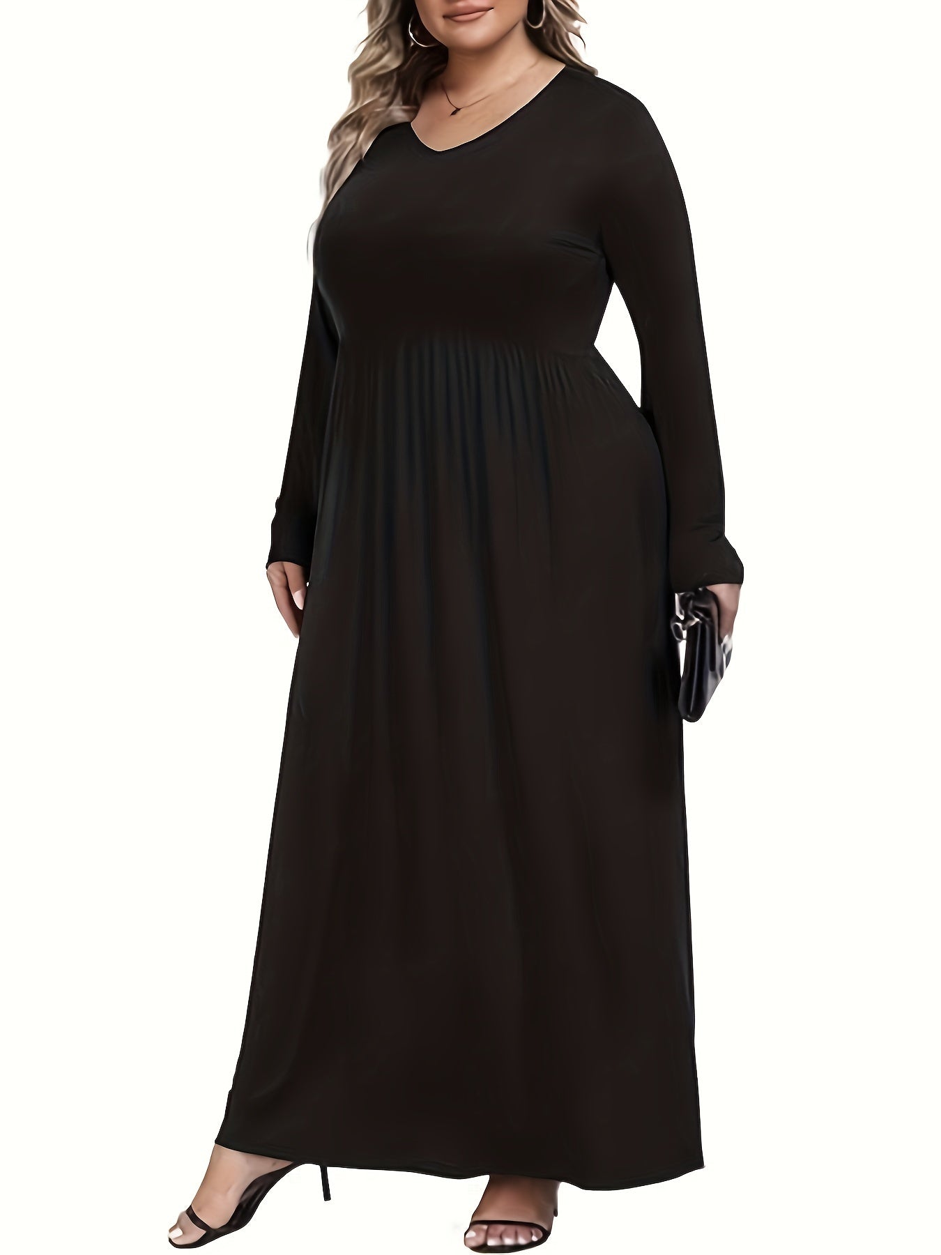  Long Sleeve Maxi Dress With Pockets