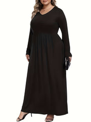  Long Sleeve Maxi Dress With Pockets
