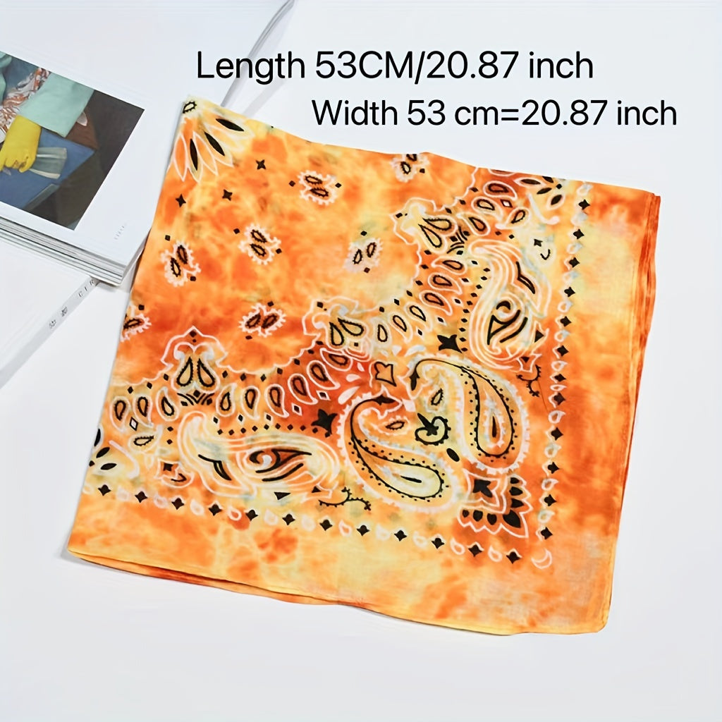 Tie Dye Paisley Print Bandana Unisex Square Scarf Handkerchief