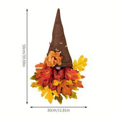 Fall Wreath Hat with Faux Maple Wood Beads for Front Door