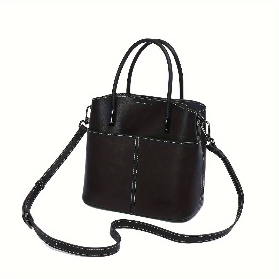Leather Women's Casual Tote Bag Coffee Brown