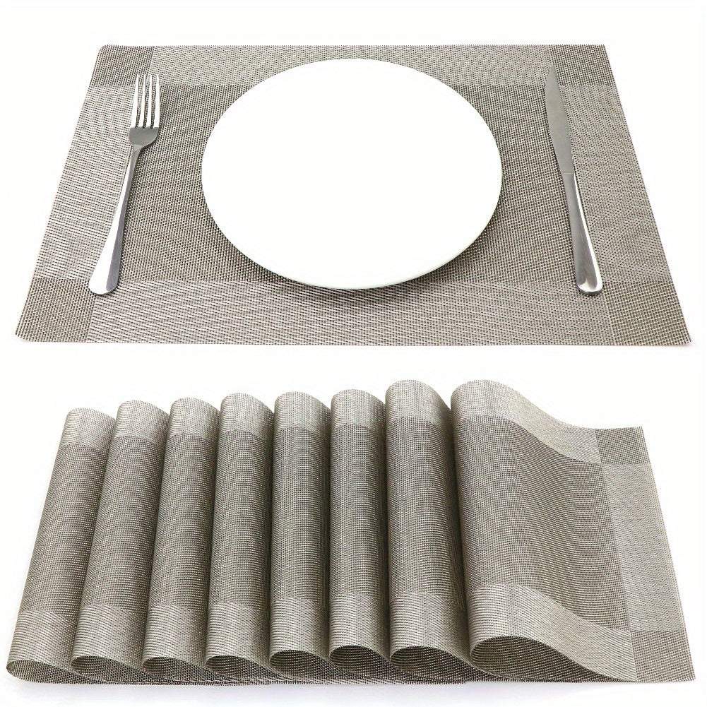 8pcs Insulated Plastic Square Placemats Waterproof Non Slip for Home Hotel