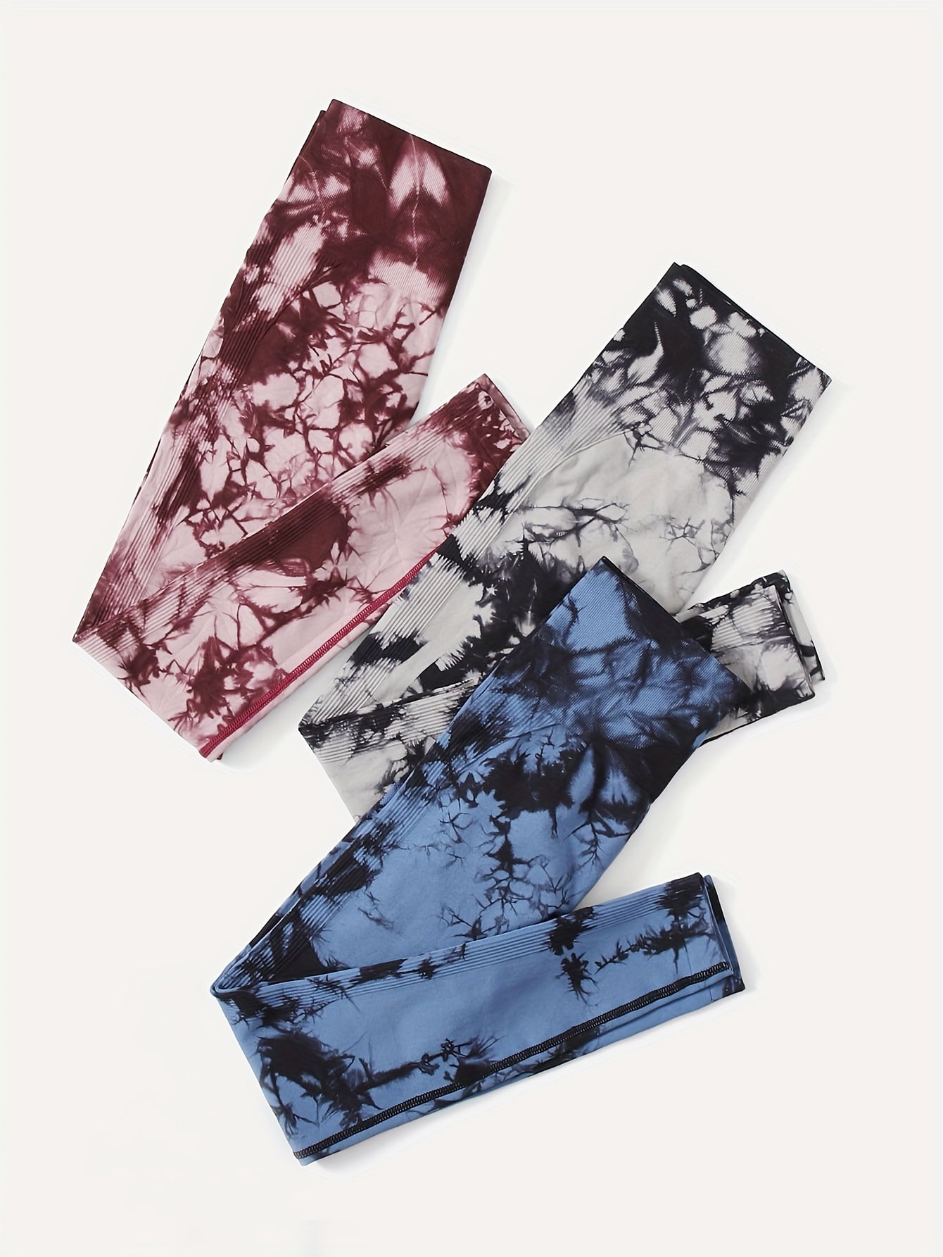 3pcs Tie Dye Seamless Yoga Pants High Stretch Leggings
