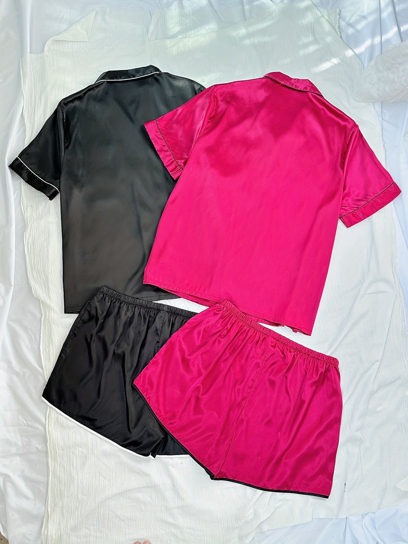 4 Pack Plus Size Pajama Set Women's Button Up