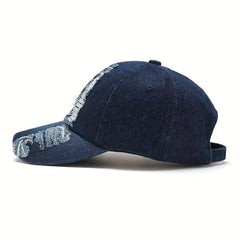 Distressed Denim Baseball Cap Tassel Sunscreen Dad Hat