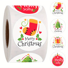 500pcs Christmas Merry Stickers Roll - Gift Decorative Labels