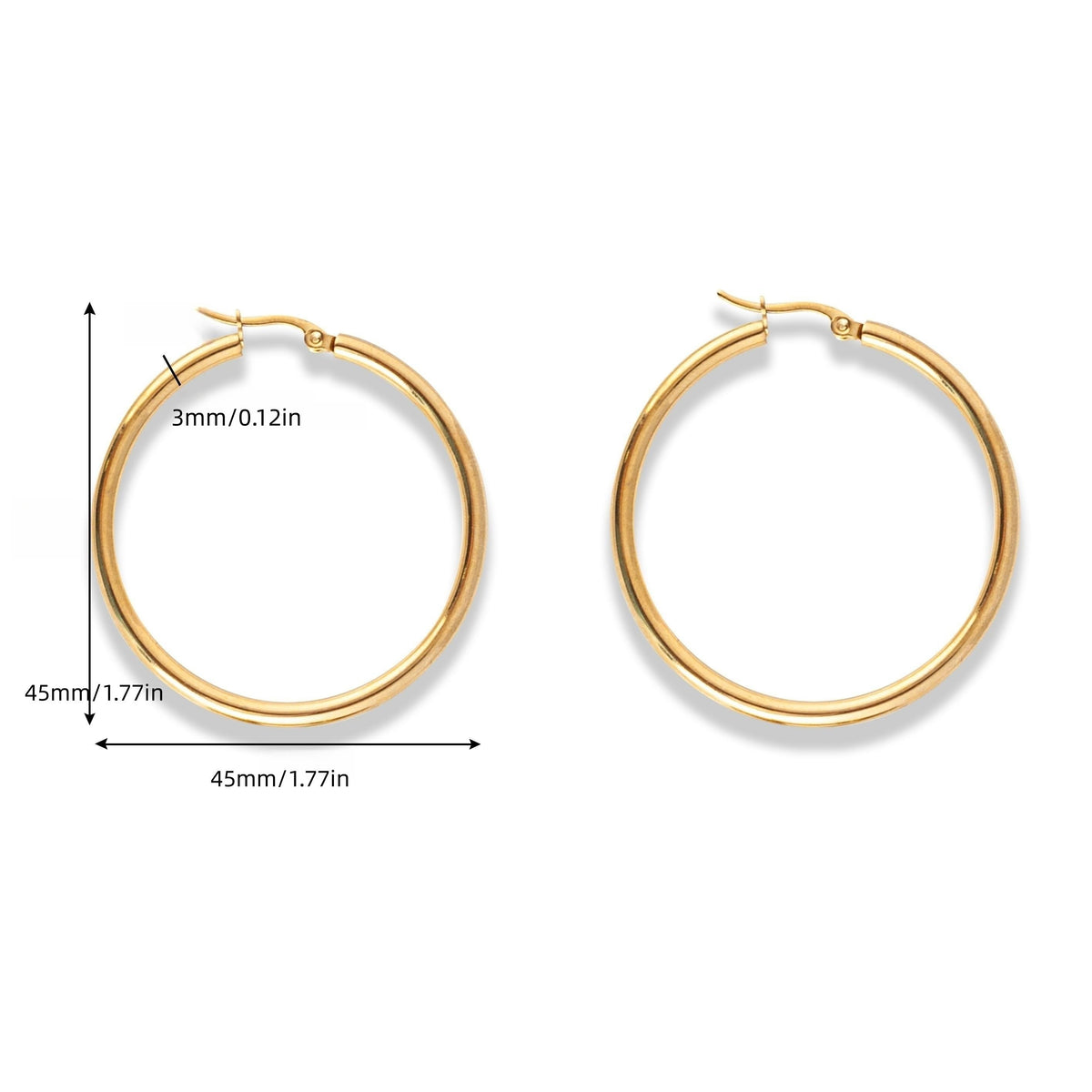 6 Pairs of Golden Round Hoop Earrings Set for Girls