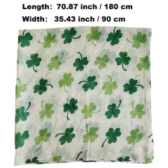 Irish Green Shamrock Scarf St Patrick's Day Windproof Wrap Turban