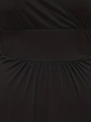  Solid Surplice Neck Maxi Dress