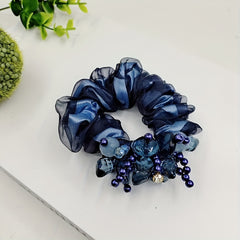 Crystal Beaded Scrunchies Organza Hair Tie Hair Accessories