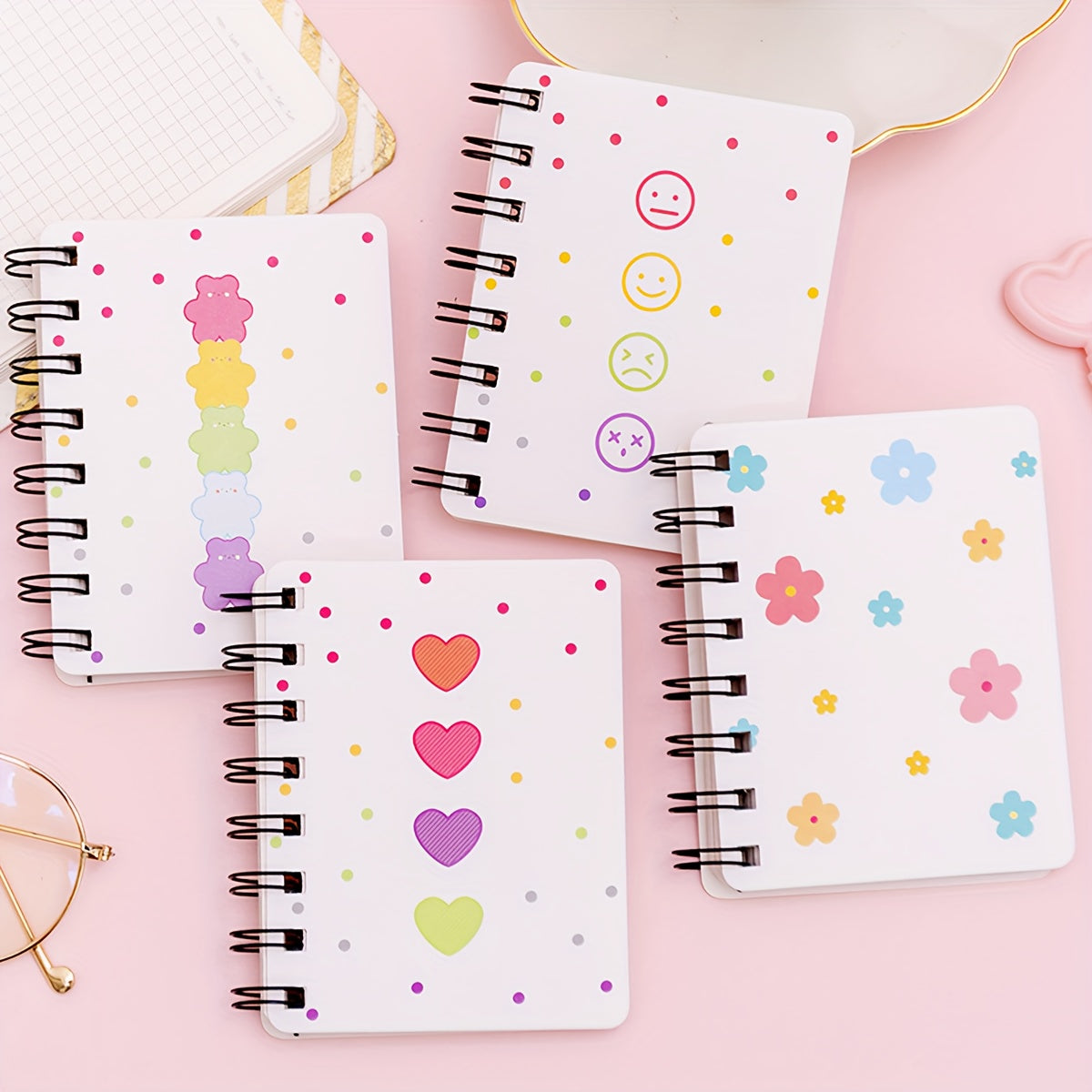 Love Side Flip Coil Book Mini Portable Loose leaf 80sheets Notebook A7