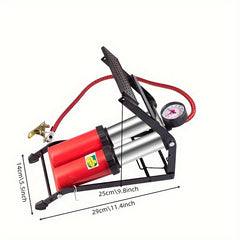 Dual Tube High Pressure Foot Pump with Gauge for Balloon Basketball