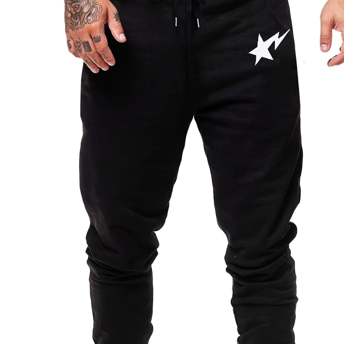 Men's Lightning Print Drawstring Sweatpants Elastic Waist Active Jogger Pants