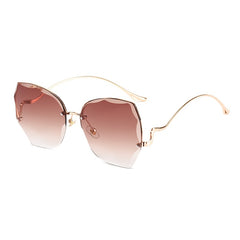 Gradient Rhinestone Oversized Polygon Sunglasses With Case