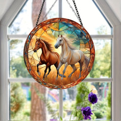 Funny Horse Suncatcher Stained Window Hanging Outdoor Housewarming Decor
