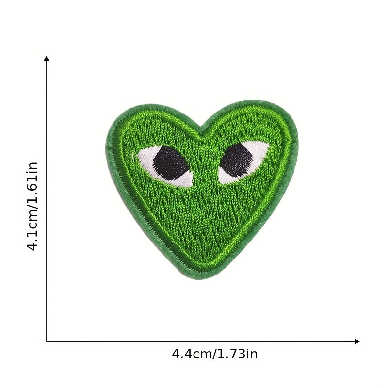14pcs Colorful Heart Iron On Patches Sew On Embroidered Applique
