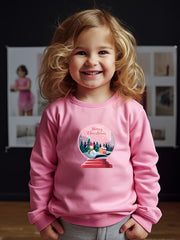 Christmas Print Girls Sweatshirt Crew Neck Pullover