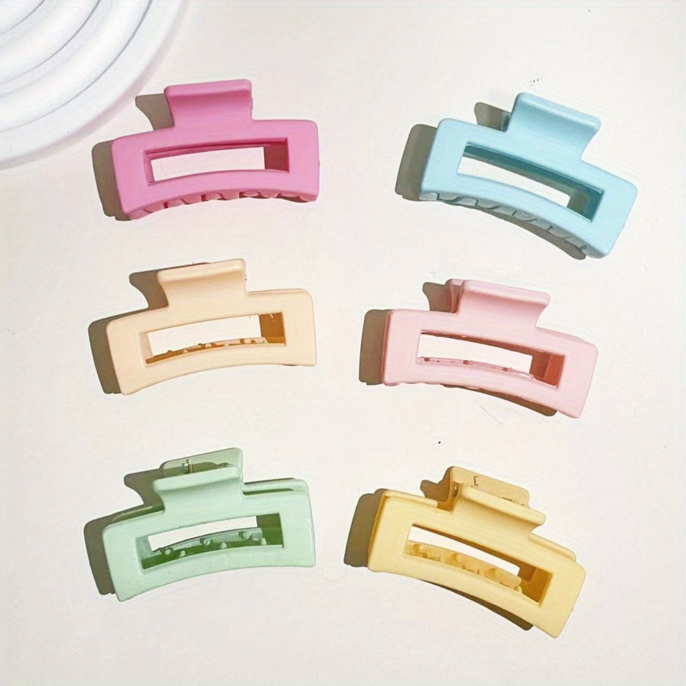 6PCS Frosted Small Square Hair Claw for Girls and Women