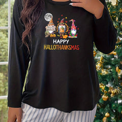  Dwarf Print Long Sleeve Pajama Top