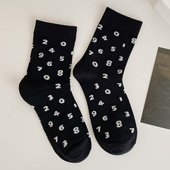Number Print Socks Comfy Mid Tube Stockings
