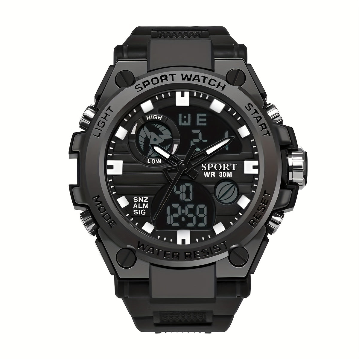 Men's Outdoor Waterproof Dual Display LED Alarm Watch