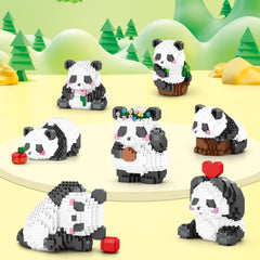 14 Styles Panda Orchid Flower Building Blocks Model Bricks Toy